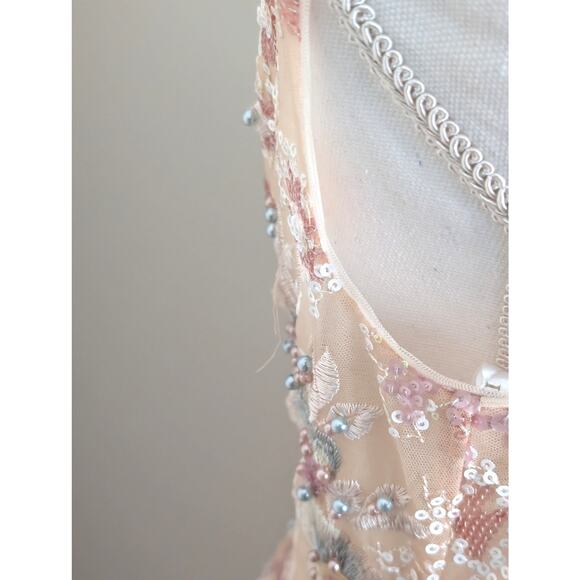 Terani Couture Blush Pink Floral Sequin Embroidered Gown US 10 - Picture 11 of 11